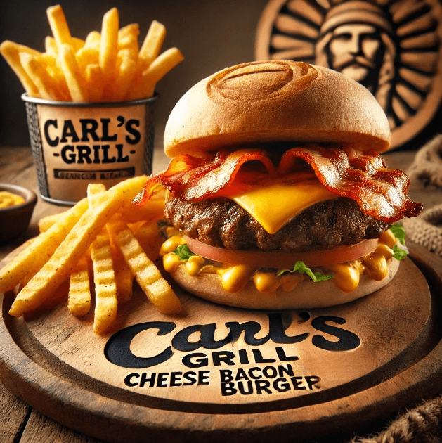 Cheese Bacon Burger Carl’s Grill con Papas Fritas CARL´S GRILL