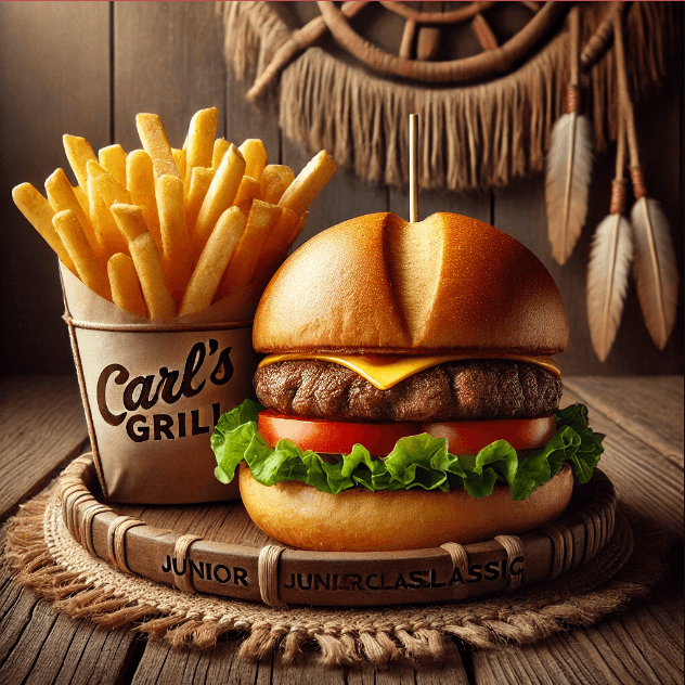 Cheese Burger Junior Carl’s Grill con Papas Fritas CARL´S GRILL